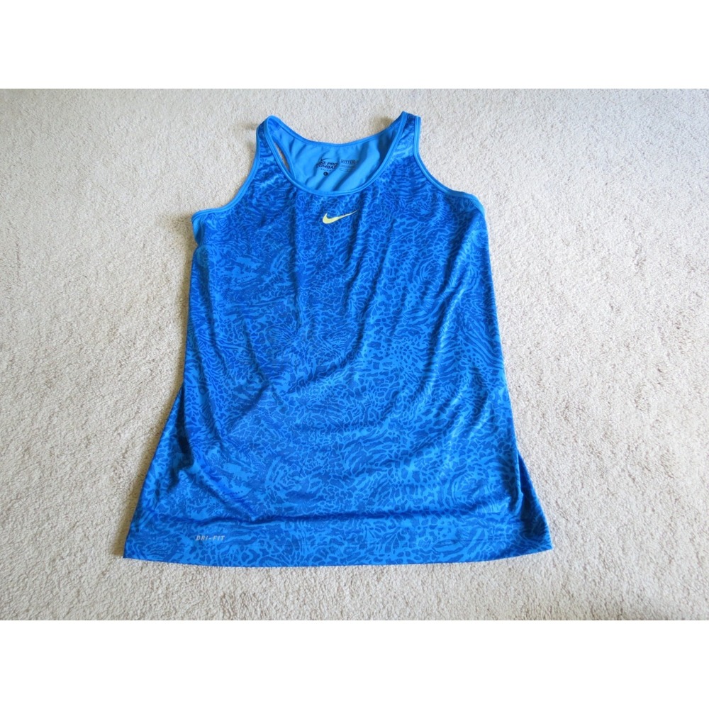 Nike Pro Combat Dri-Fit Fitted Women's Tank Top Blue Animal Print Size Large